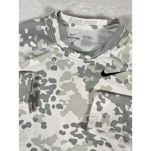 Nike Pro Dri Fit Fitted White Arctic Digital Camo Long Sleeve Shirt Men's Sz XL